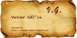 Valner Géza névjegykártya